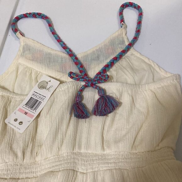Peek NWT Girls Aren’t You Curious Embroidered Romper in Off White. Size (10). - Picture 6 of 9